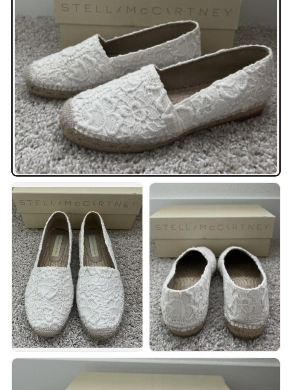Stella McCartney Lace Espadrille Flats size 38
1st pic is stock PHOTO
No box